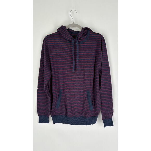 Hawker Rye Mens Striped Bellevue Lightweight Hooded Sweater Size M Navy Blue NWT - Picture 1 of 8